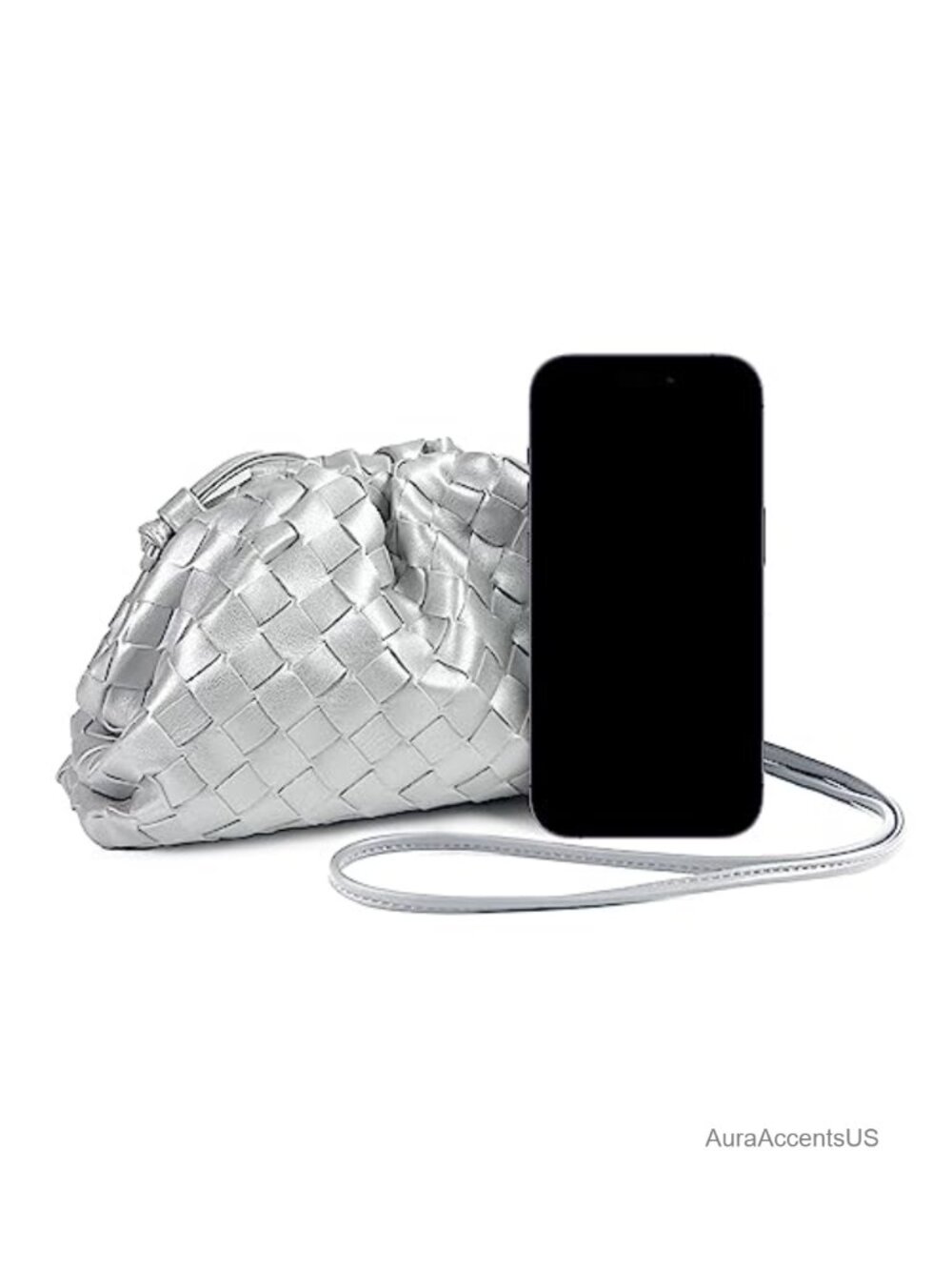 Woven PU Leather Dumpling Bag Crossbody Clutch Soft Shoulder Purse